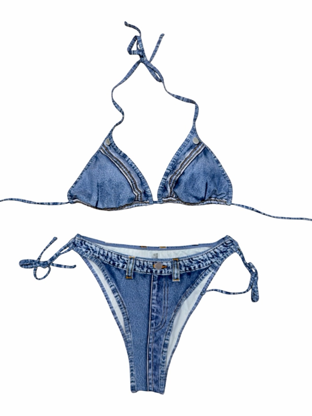 Denim Blue Tie-Side Bikini Set